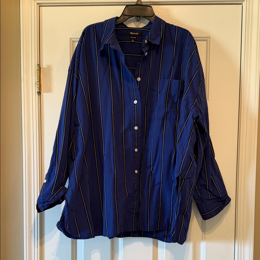 Madewell Blue Striped Button-Up Blouse